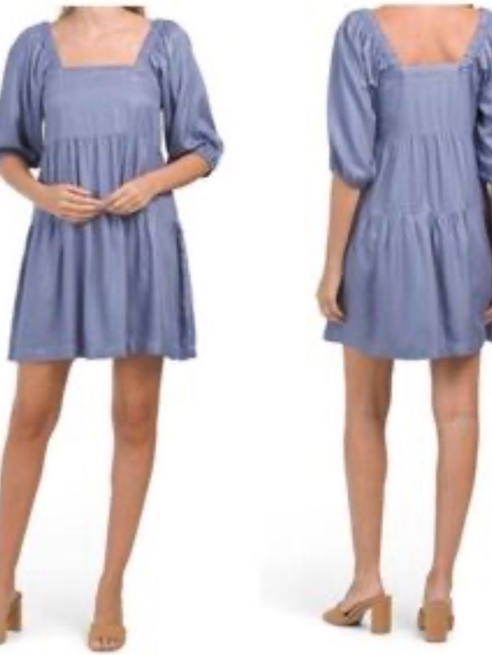 Light Blue Square-Neck Mini Dress